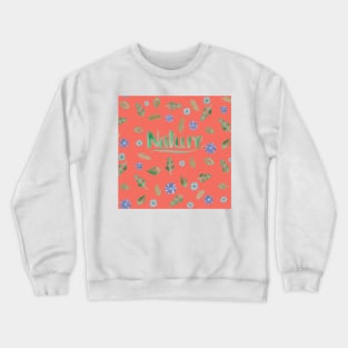 Brush Lettering Nature Green Leaves and Flowers Crewneck Sweatshirt